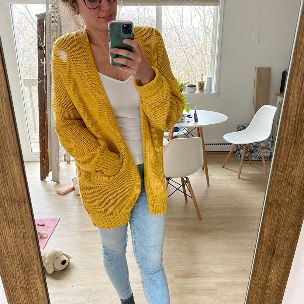 Oversized yellow cardigan